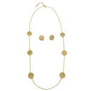 GOLD ROUND DISC CRYSTAL  NECKLACE AND EARRINGS SET