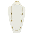 GOLD ROUND DISC CRYSTAL  NECKLACE AND EARRINGS SET