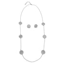 RHODIUM ROUND DISC CRYSTAL  NECKLACE AND EARRINGS SET