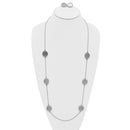 RHODIUM ROUND DISC CRYSTAL  NECKLACE AND EARRINGS SET