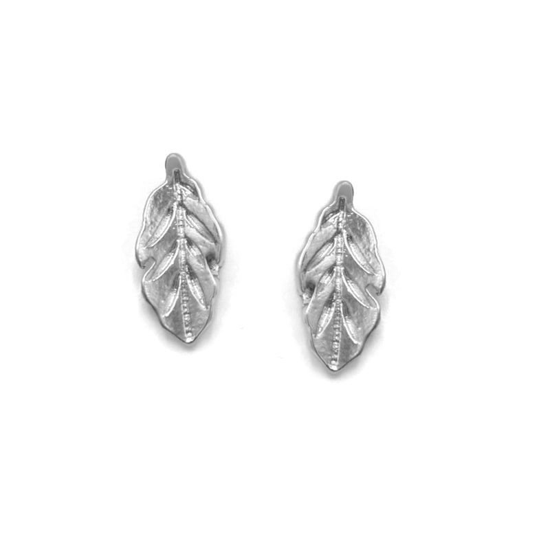 Silver leaf post Earrings