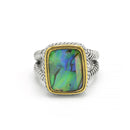 TWO-TONE ABALONE AND CRYSTAL RING