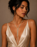 Gold Crystal Tassel Y-Necklace – 28 Inch Rhinestone Lariat Necklace with 3 Inch Extender