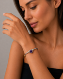 Amethyst Heart Crystal Cable Bracelet – 2.5" Diameter