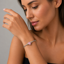 Pink Heart Stone Cable Bracelet – 2.5" Diameter