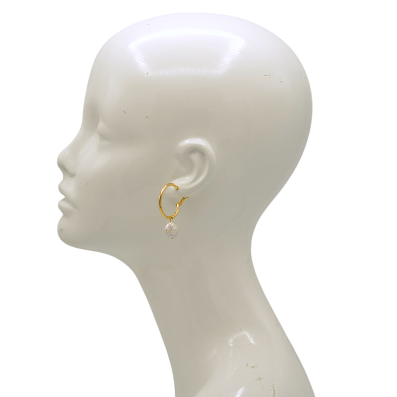 Elegant Gold Hoop Earrings with Faux Pearl Charms