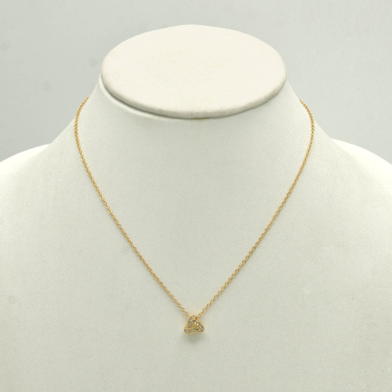 GOLD CRYSTAL PENDANT SHORT NECKLACE
