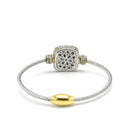 Two Tone Pave Crystal Engraved Classic Cable Bracelet