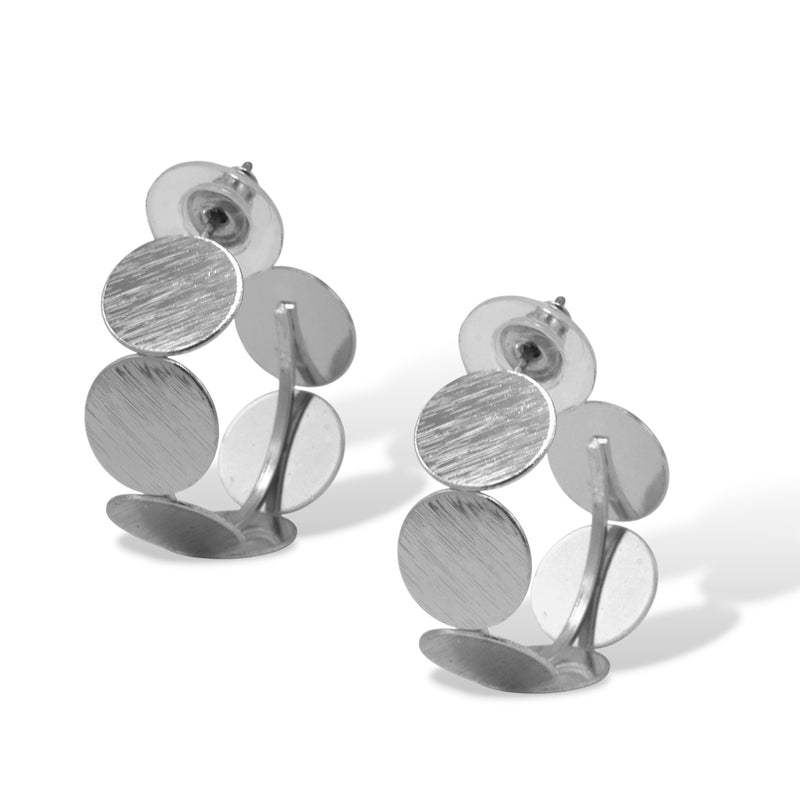 Modern Silver Coin Cluster Hoop Earrings (1" Diameter)