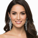 RHINESTONES CRYSTAL RHODIUM TASSEL DROP EARRINGS