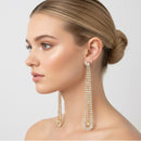 GOLD RHINESTONE CRYSTAL TASSEL EARRINGS 3.8" Inch