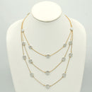 Gold Three row pearl necklace and earrings set