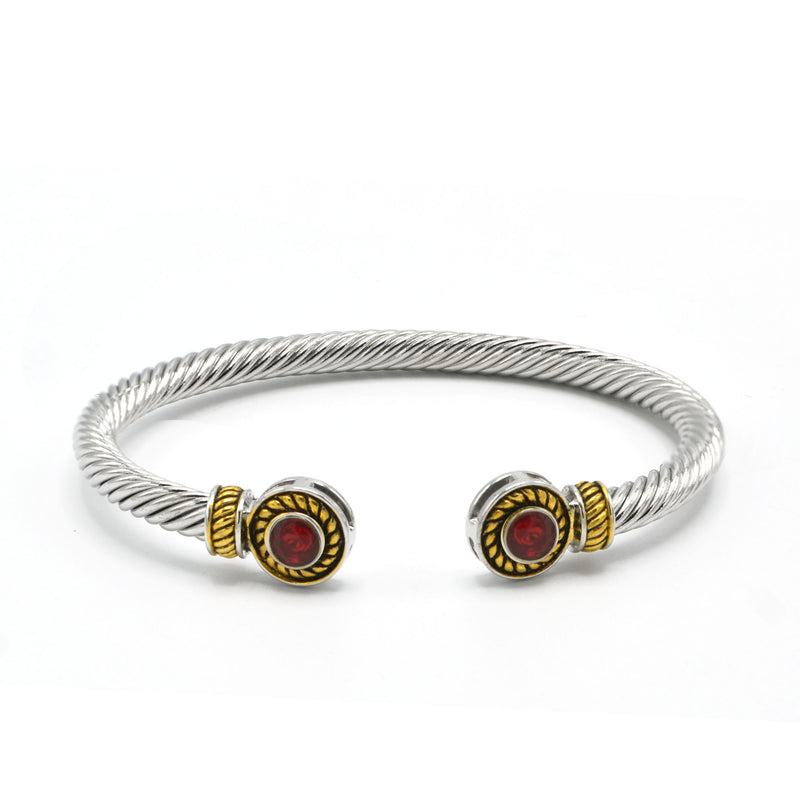 TWO TONE SIAM RED CRYSTAL CLASSIC CABLE BRACELET