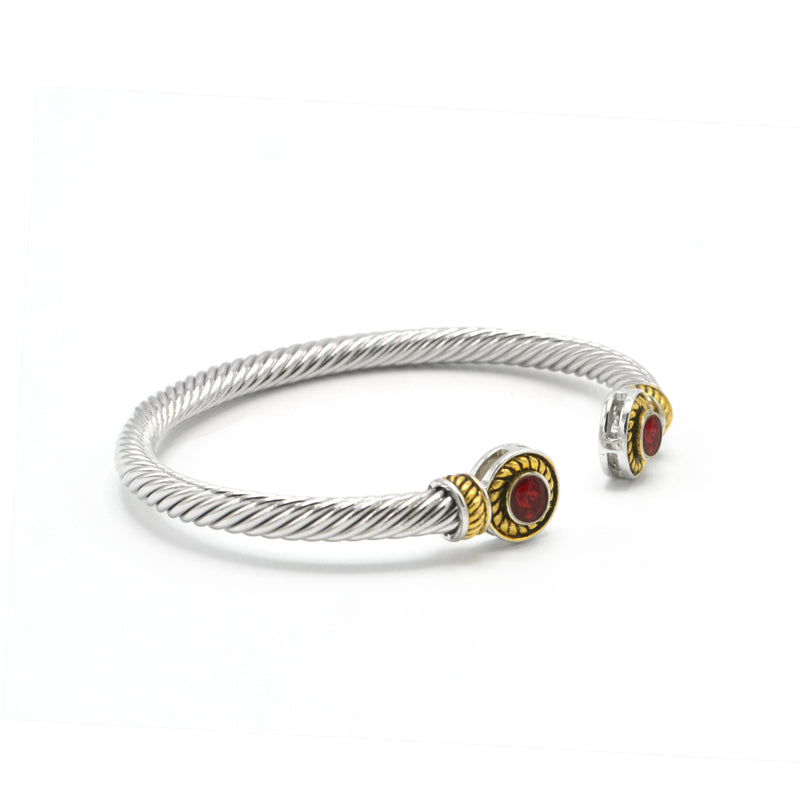 TWO TONE SIAM RED CRYSTAL CLASSIC CABLE BRACELET