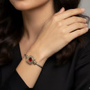 TWO TONE RED SIAM CRYSTAL CLASSIC CABLE BRACELET