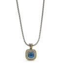 Two-Tone Sapphire Crystal Square Pendant Box Chain Necklace