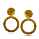 YELLO MARBLE RESIN SILVER EARRINGS