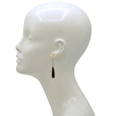Elegant Gold-Tone Dangle Earrings With Black Teardrop Accent – 2.5"