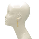 Elegant Gold-Tone Dangle Earrings with Cream Teardrop Accent – 2.5"