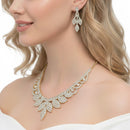 GOLD RHINESTONE CRYSTAL NECKLACE AND EARRINGS SET