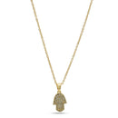 GOLD CRYSTAL HAMSA HAND PENDANT NECKLACE
