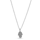 SILVER CRYSTAL HAMSA HAND PENDANT NECKLACE