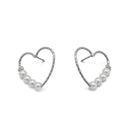 Silver Heart Pearl Earrings