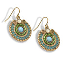 Gold Round Turquoise Earrings