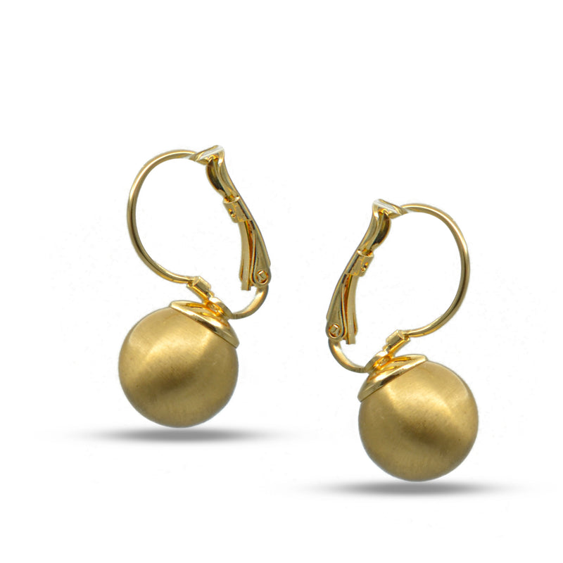 GOLD MATTE FINISHED ROUND BALL EARRINGS