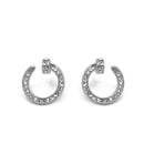 Silver Open Loop crystal Nail Stud Earrings
