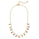 Gold Multi-Color Teardrop Charm Necklace – 16" Adjustable Chain