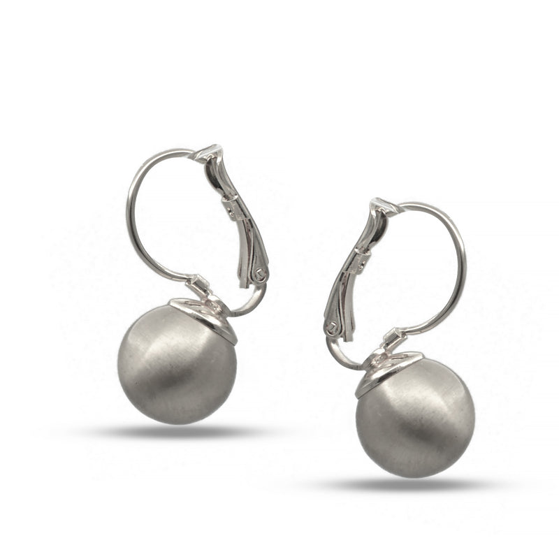 SILVER MATTE FINISHED ROUND BALL EARRINGS