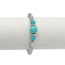 Silver and Turquoise Memory wire Stretch Bracelet