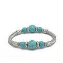 Silver and Turquoise Memory wire Stretch Bracelet