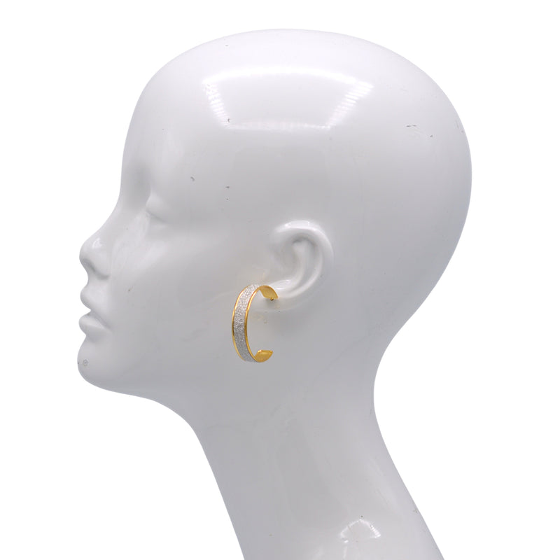 Gold & Glitter Textured Hoop Earrings 1.5"