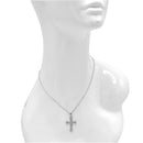 ✝️ Rhodium Crystal Cross Necklace (18" Chain, 1.5" Pendant)