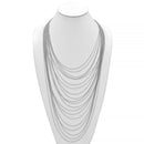 Rhodium tone metal Multi row Necklace