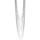 Rhodium tone metal Multi row Necklace