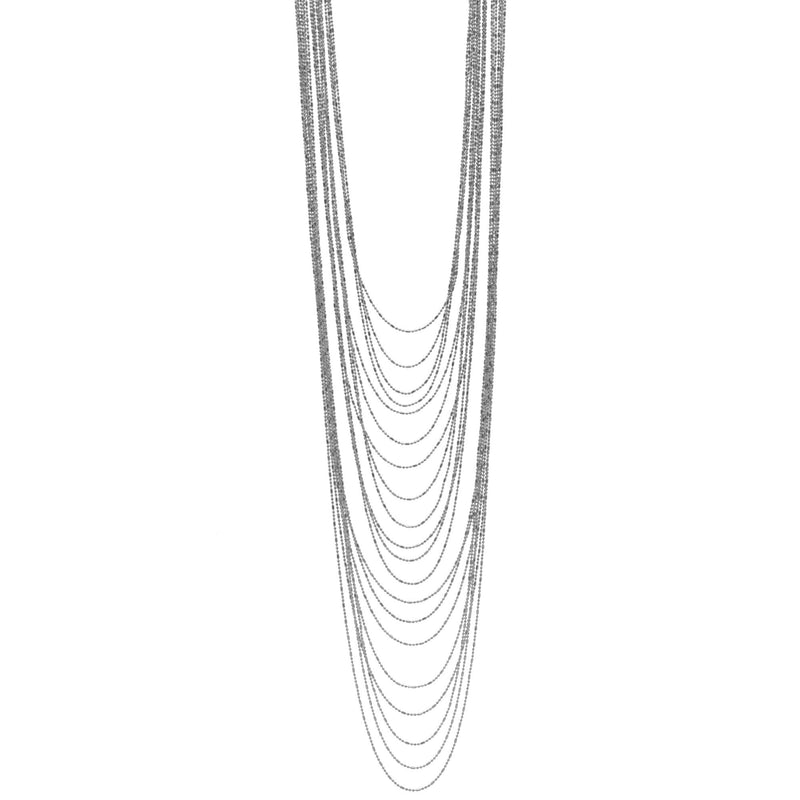 Rhodium tone metal Multi row Necklace