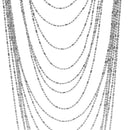 Rhodium tone metal Multi row Necklace