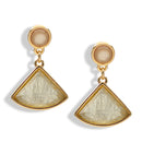 Gold-Tone Faceted Resin Inlay Dangle Earrings 1.7"