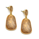 GOLD CHAMPAGNE GEOMETRIC FACETED DANGLE DROP EARRINGS