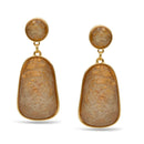 GOLD CHAMPAGNE GEOMETRIC FACETED DANGLE DROP EARRINGS