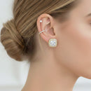 TWO TONE SQUARE CLEAR CRYSTAL AND RHINESTONES ENGRAVED EARRINGS