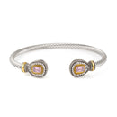 TWO TONE LIGHT ROSE CRYSTAL CLASSIC CABLE BRACELET