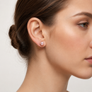 Classic Faux Pearl Stud Earrings Set for Women – Gold Tone Round Pearl Post Earrings, 5 Color Options (Blush Pink, Black, White, Silver Gray & Champagne)