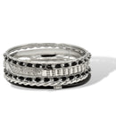 Silver & Black 5-Piece Bangle Set