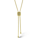 GOLD RECTANGULAR PAVE CRYSTAL PENDANT NECKLACE