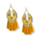 ✨ Gold Chevron & Mustard yellow Tassel Earrings – 3"