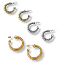 Mixed Stud & Hoop Earrings Set – Gold & Silver Tone Hypoallergenic Post Earrings | 1" Hoop Styles Included